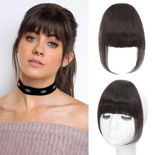 Clipe de cabelo Carendia Bangs Cabelo humano Castanho escuro Franja francesa