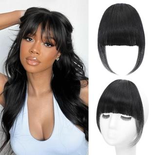 Clipe de cabelo Carendia Bangs Human Hair Natural Preto Francês