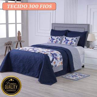 Cobre Leito Casal Queen 6 Peças Dupla Face Micropercal 300 Fios Elegância, Conforto e Toqu