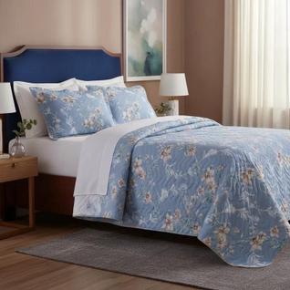 Cobreleito Queen Size Gold Com 3 Peças Matelado Estampa Serena 240x260m Juma