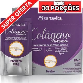 Colágeno Hidrolisado Verisol Sanavita 30 sachês Sabor Neutro / O melhor p/ Firmeza Elastic
