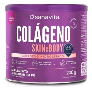 Colágeno Skin 300g Sanavita Pele Cabelo Unhas Morango e Açaí