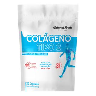 Colágeno Tipo 2 Natural Foods com Vitaminas C E e D3 Zero Lactose Glúten e Açúcar refil 30