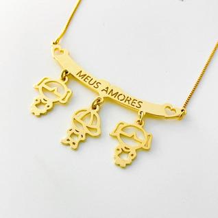 Colar Filhos Meus Amores Banhados a Ouro 18k