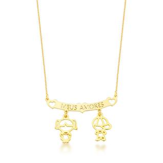 Colar Filhos Meus Amores Banhados a Ouro 18k