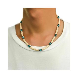 Colar Masculino De Verão Com Contas De Madeira, Estilo Surfista, Feito À Mão, Geométrico, 