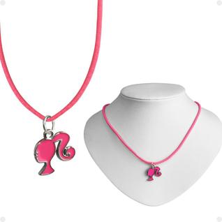 Colar menina infantil + pingente qualidade premium barbie ajustavel presente rosa criança