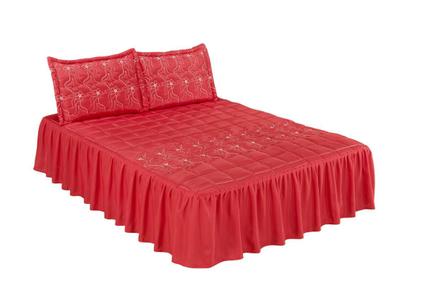 Colcha Casal Padrão para o Dia a Dia Matelada Bordada DIVA VERMELHA