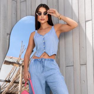 Colete Jeans Com Abertura Frente Feminino Revanche Miramichi