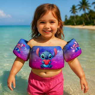 Colete Salva Vidas Infantil Boia de Braço para Praia Piscina Tema Desenho Alien Azul