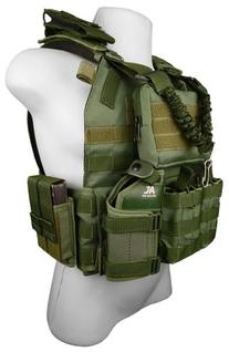 Colete Tático Modular Plate Carrier + 8 Acessórios Verde Oliva