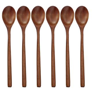 Colheres de madeira ADLORYEA, 6 peças, conjunto de colheres de sopa de madeira de 23 cm