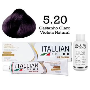 Coloração 5.20 Castanho Claro Violeta Natural + Oxi 20 Vol  Itallian Color