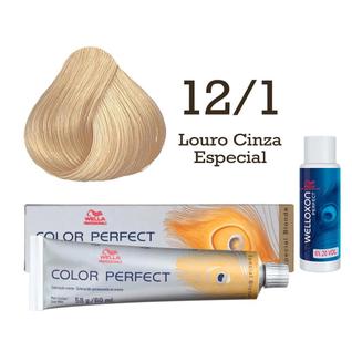 Coloração Color Perfect 12.1 Louro Cinza Especial Oxidante Welloxon 20 Volumes  Wella