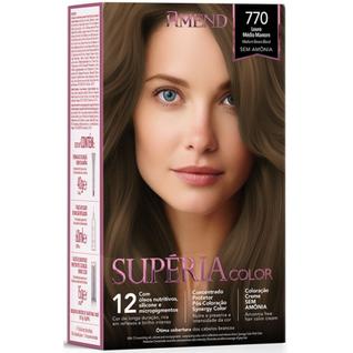 Coloração Creme sem Amônia Supéria Color 770 Louro Médio Marrom - Amend '