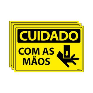 Combo 3 Placas De Sinalização Cuidado Com As Mãos 30x20 Ecom IA - SC139 F9e