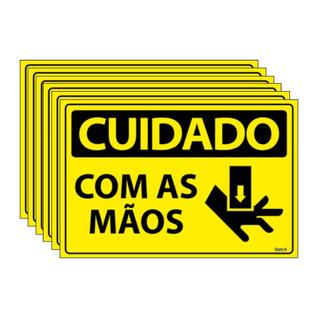 Combo 6 Placas De Sinalização Cuidado Com As Mãos 30x20 Ecom IA - SC139 F9e