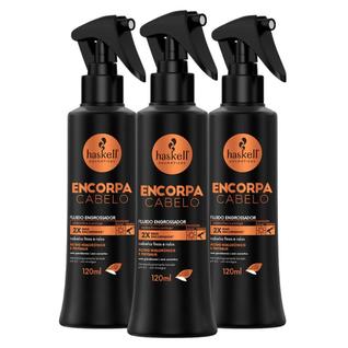 Combo Haskell 3 Fluidos Engrossadores Encorpa Cabelo