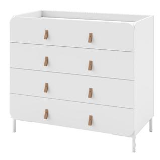 Cômoda 4 Gavetas Curvê BMU 187 Branco com Puxadores em Couro PU - BRV Móveis