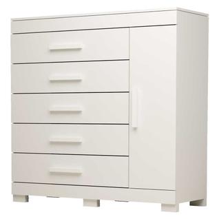Comoda 5 Gavetas 1 Porta 100% MDF Rayane Prime ACP MÓVEIS Branco