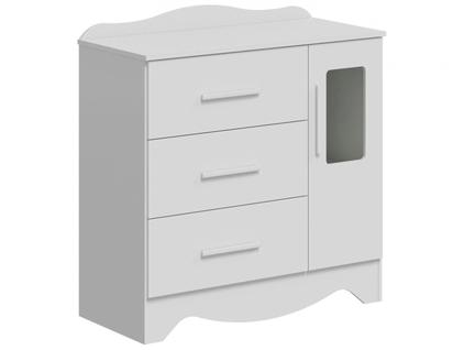 Cômoda de Bebê 3 Gavetas Moveis Peroba Harmonia com Vidro
