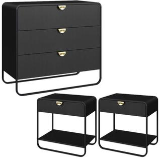 Comoda E 02 Mesas De Cabeceira Organica Nero Preto Artesano Nero Preto