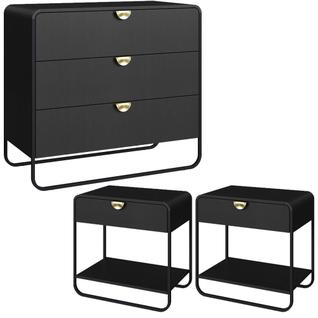 Comoda E 02 Mesas de Cabeceira Organica Nero Preto Artesano