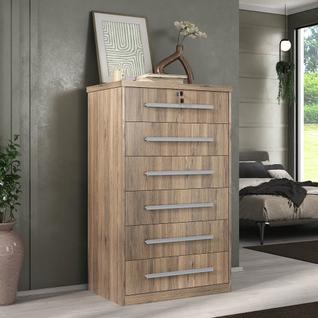 Cômoda Grande 6 Gavetas com Fechadura 1327 Ilan Castanho