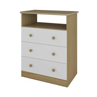 Cômoda Infantil  Smim Peroba em 100% MDF Branco com Carvalho