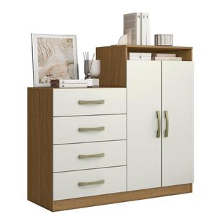 Comoda Londres Quarto com 4 Gavetas e 2 Portas Funcional