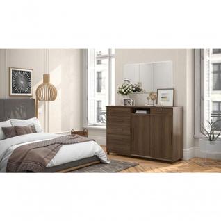 Cômoda Max 2020 2 Portas C- Gaveteiro Suporte P- Cabide Calçados E Maquiagem - Imbuia