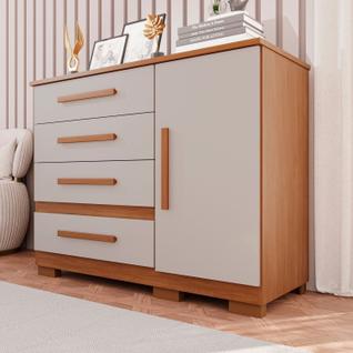 Cômoda para Quarto 1 Portas 4 Gavetas Pérola Expresso Móveis