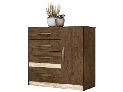 Cômoda Sapateira Vênus Castanho Wood Flex com Pés - Moval