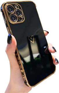 Compatível com a capa para iPhone 12 Pro Max, luxuosa capa amortecedora com borda galvaniz