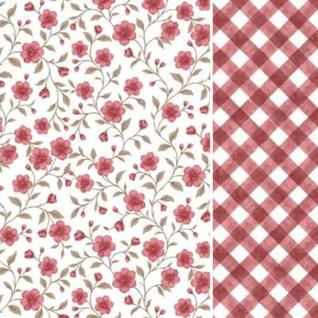 Composê Tecido Tricoline Floral Florença Rose cor 03 x Xadrez Carrara Rose cor 03