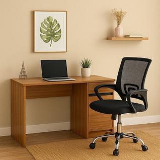 Conjunto 2 Peças Escrivaninha Office Morada Com Cadeira Escritorio Diretor Tela Mesh Tok P