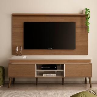 Conjunto 2 Peças Painel Slim e Rack Lumina Fita Led Embaixo do Tampo