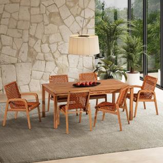 Conjunto 6 Cadeiras 1 Mesa 180cm - Varanda Coberta/área Gourmet Traço