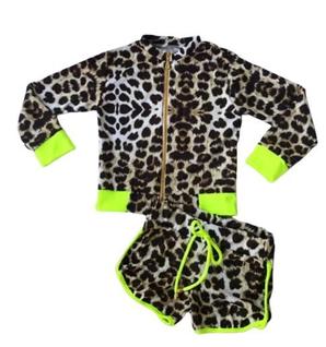 Conjunto Animal Print Neon com shorts
