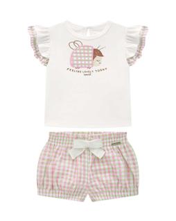 Conjunto Bebê Menina Blusa Regata/Short Xadrez Somnii