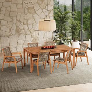 Conjunto Corda 6 Cadeira 1 Mesa 180cm - Varanda Coberta/área Gourmet Traço