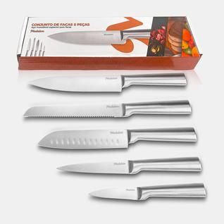 Conjunto de 5 Facas Profissionais em Aço Inoxidável  Madalen  Corte Preciso, Design Sofist