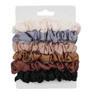 Conjunto de 6 cores laços elásticos cabelo seda cetim scrunchie rabo de cavalo cordas aces