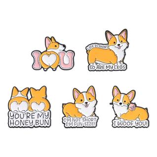 Conjunto de alfinetes de broche Cartoon Corgi Dog Blouse Pins Lapel P