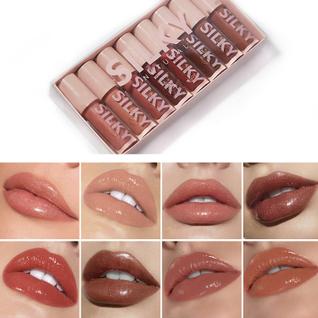 Conjunto de brilho labial MAEPEOR Shiny Glossy 8 peças de longa duração para mulheres