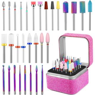 Conjunto de brocas para unhas Cellentool, 30 unidades com caixa de armazenamento de strass