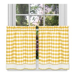 Conjunto de cortinas de janela Achim Home Decor Buffalo Check Yellow