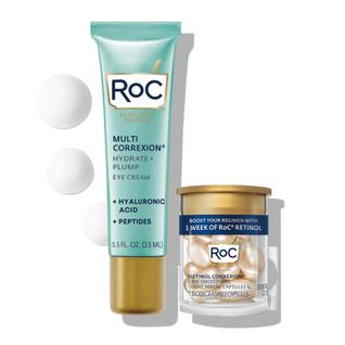 Conjunto de cuidados com a pele RoC Multi Correxion, creme para os olhos e cápsulas de ret