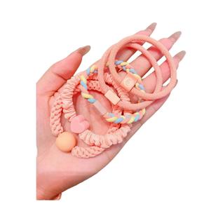 Conjunto De Elásticos De Cabelo Coloridos Macaron Para Meninas - 5 Peças Para Coque E Rabo