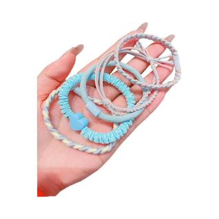 Conjunto De Elásticos De Cabelo Coloridos Macaron Para Meninas - 5 Peças Para Coque E Rabo